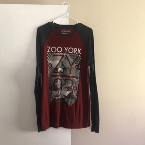 Zooyork long sleeve red and grey graphic tee